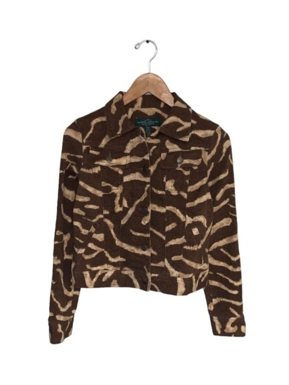 Lauren Ralph Lauren Vintage Denim Jacket Women’s Small Petite Brown Animal Print
